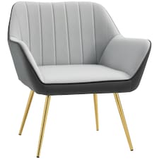 HOMCOM Accent Chairs Velvet Armchairs for Living Room and Bedroom Light Grey