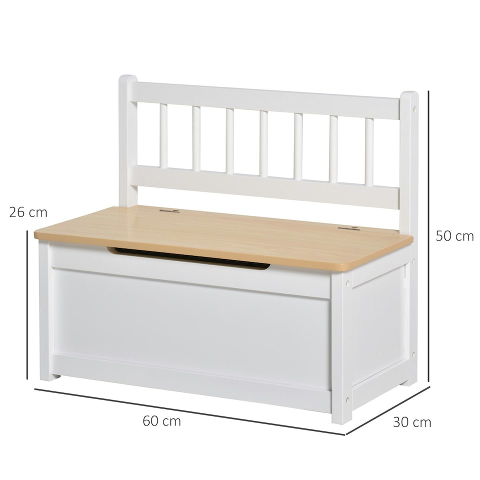 image 1 of HOMCOM 2 In 1 Wooden Toy Box, Seat Bench Storage Chest w/ Pneumatic Rod 