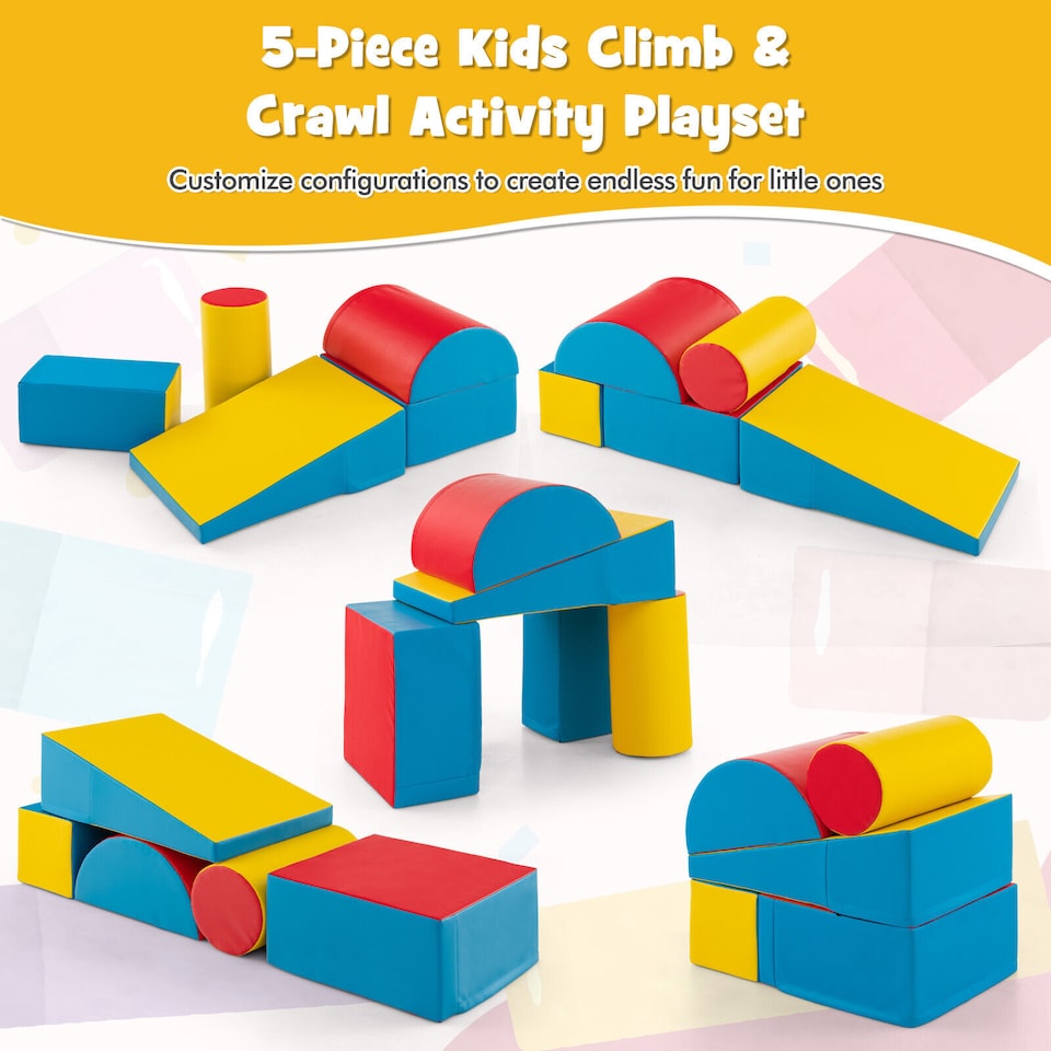 image 1 of COSTWAY 5 Pieces Kids Climb and Crawl Foam Play Set Educational Software