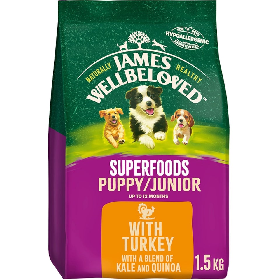 image 1 of James Wellbeloved Pup/Jun Dog Superfoods Turkey With Kale and Quinoa 1.5kg