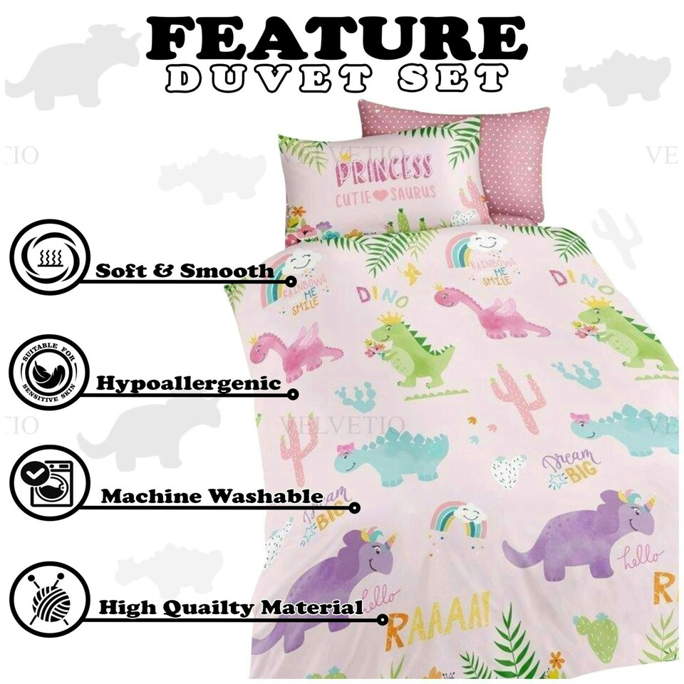image 1 of VELVETIO Cutie Suraus Duvet Cover Set Polycotton Kids Bedding Coverlet Pink | Single