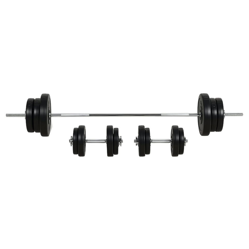 image 1 of HOMCOM Dumbbell and Barbell Set with 65kg Adjustable Weights, for Home Gym