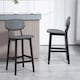 image 6 of HOMCOM Breakfast Bar stools Set of 2 with PU Leather Cover, Wood Legs, Dark Grey