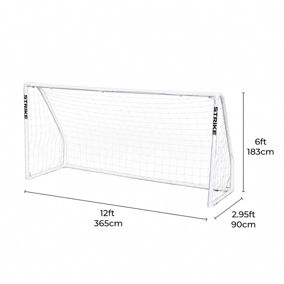 image 1 of Strike Football Goal - 12ft x 6ft - Kids Soccer Practice Net for Park Garden Outdoor Play | White