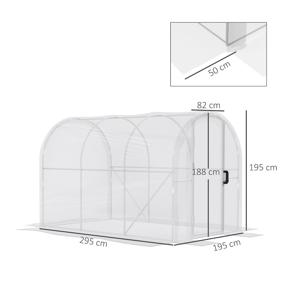 image 1 of Outsunny 3 x 2 x 2m Polytunnel Greenhouse with Door, Galvanised Steel Frame