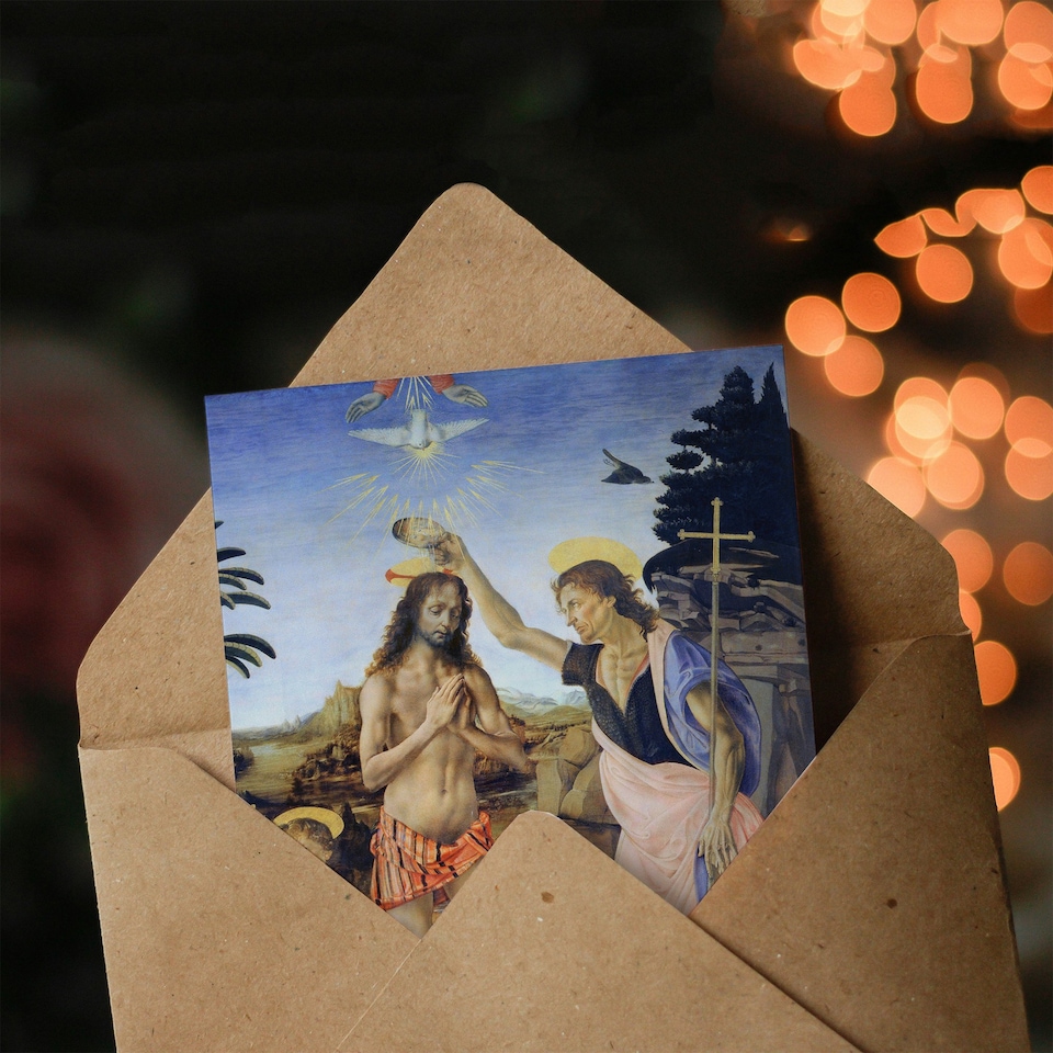 image 1 of Leonardo da Vinci Art Card Verrocchio Baptism of Christ