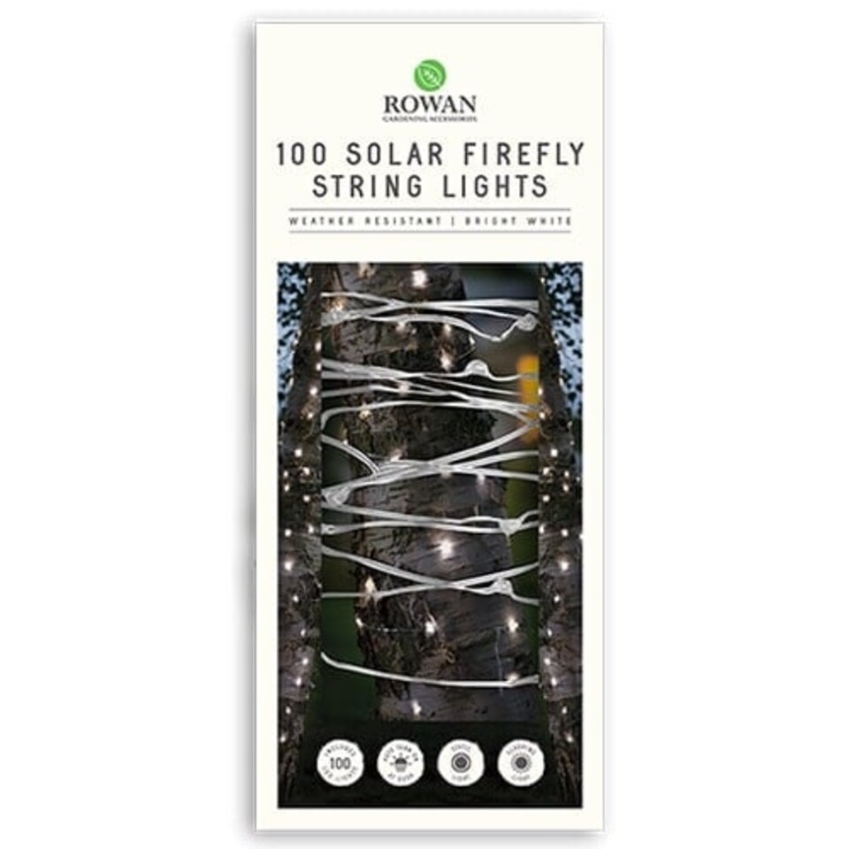 Bright White Solar Firefly String Lights 10m