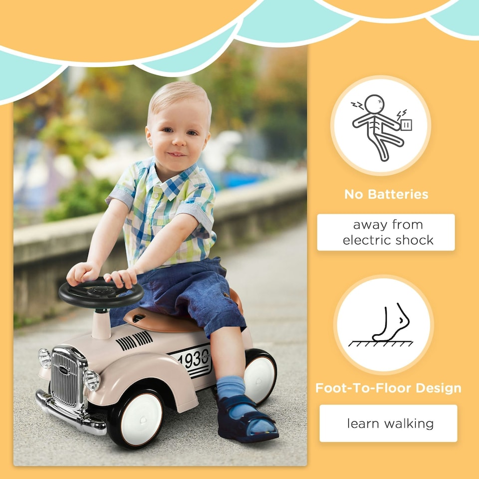 image 1 of AIYAPLAY Foot to Floor Slider with Steering Wheel, for Ages 12-36 Months - Cream