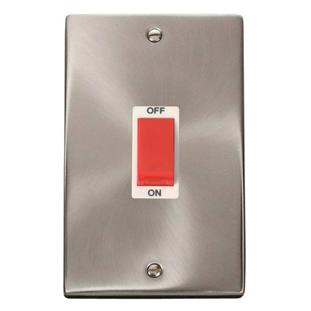 SE Home Satin / Brushed Chrome 2 Gang Size 45A Switch in Metallic Silver