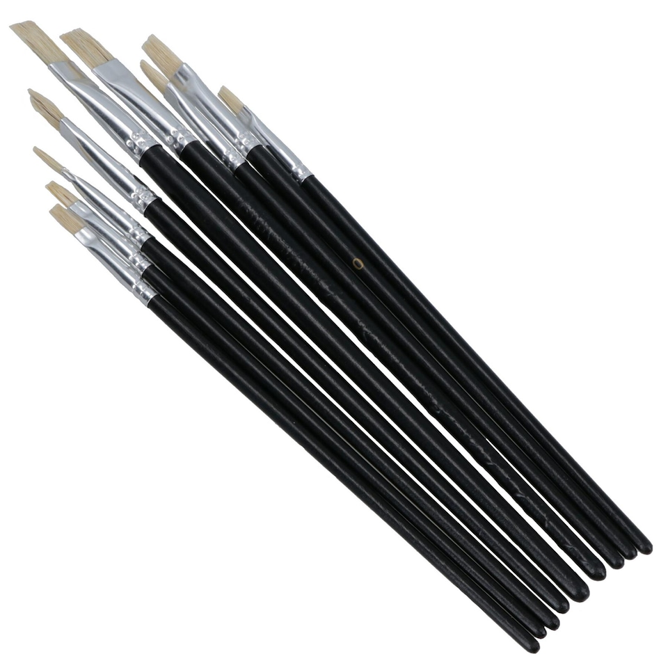 image 1 of 9pc Flat Artist Paint Brush / Model Making / Pictures / Washable TE730