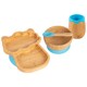 image 1 of Tiny Dining 4pc Llama Bamboo Suction Baby Feeding Set - Blue