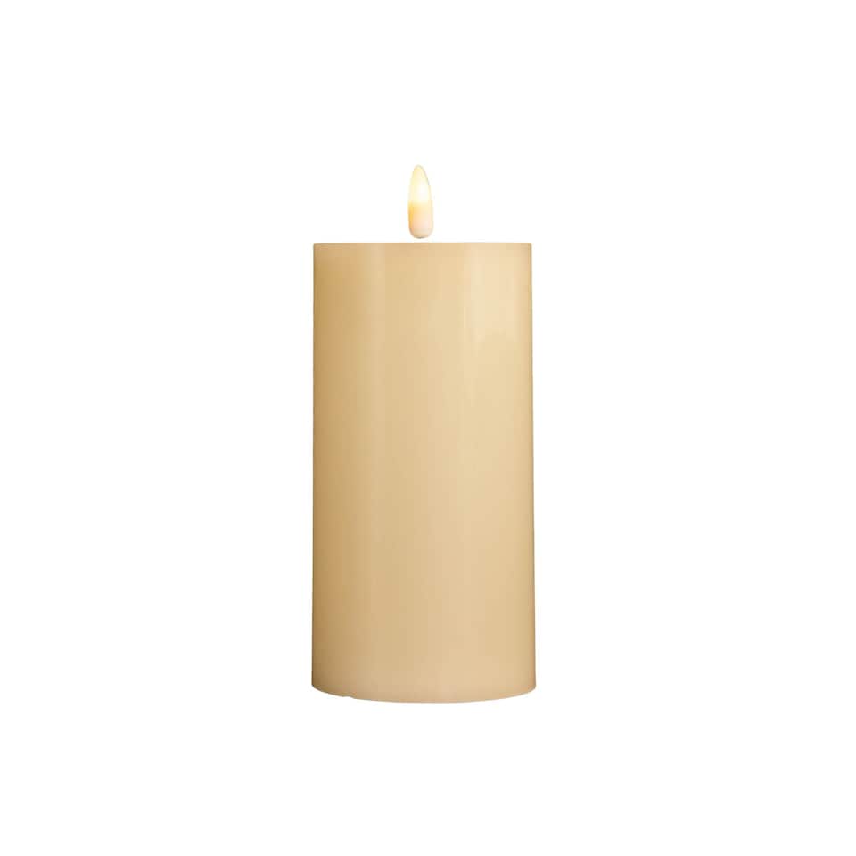 image 1 of 7.5cm x 15cm Cream Wax Melted Pool Effect Candle with Timer Function and Warm White LED