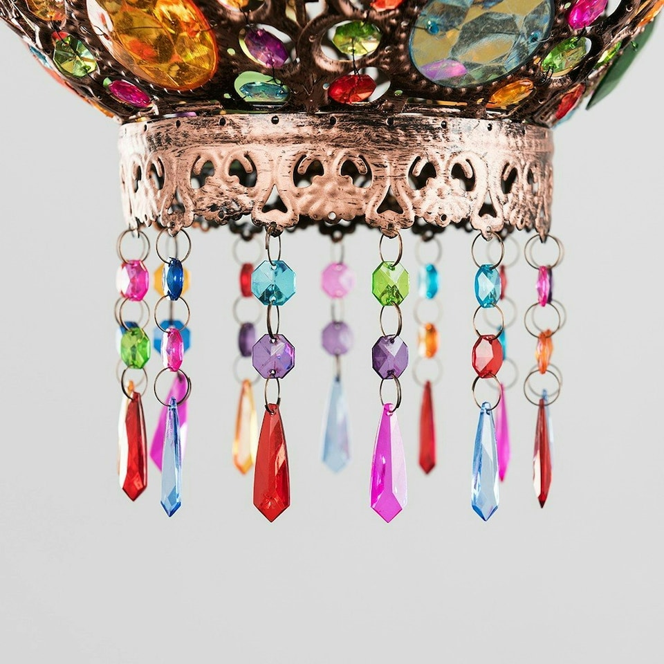 image 1 of ValueLights Bazaar Moroccan Bronze Lamp Shade Acrylic Droplets Bronze