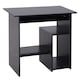 image 1 of HOMCOM Compact Small Computer Table Wooden Desk Keyboard Tray Storage Shelf Modern Corner Table Home Office Black