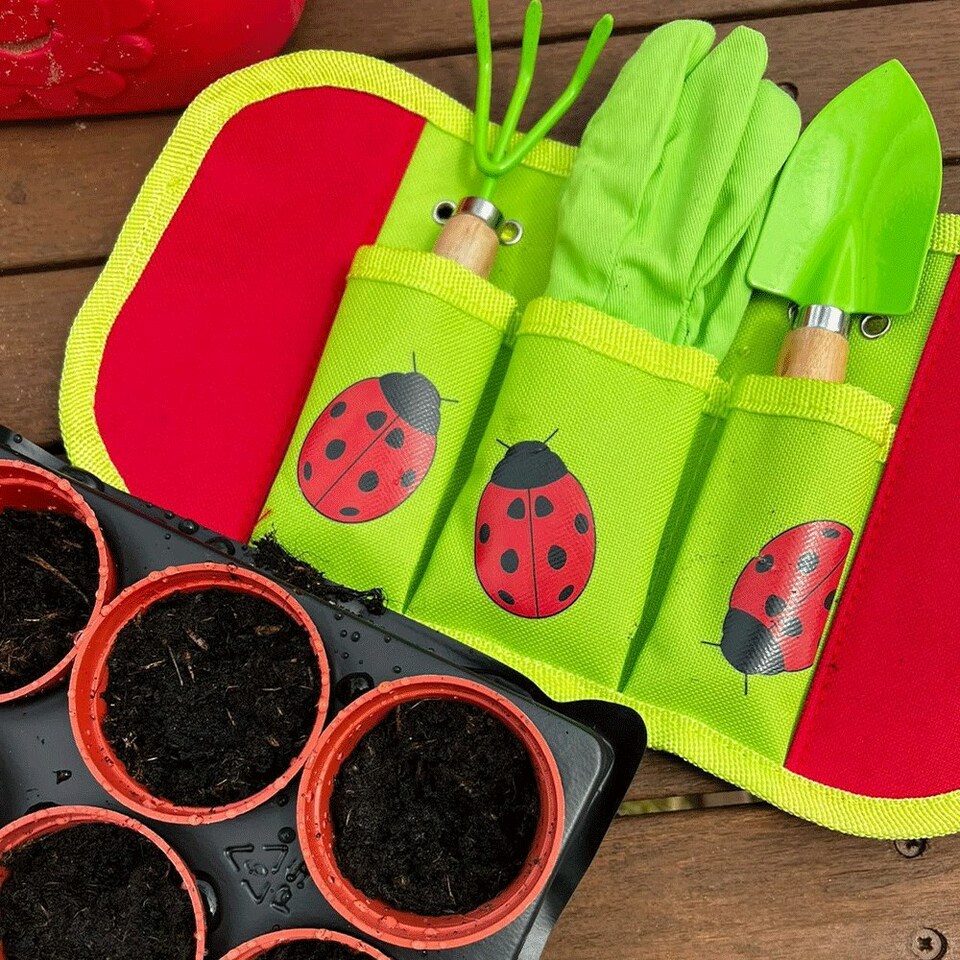 image 1 of Bigjigs Toys Childrens' Gardening Starter Pack, With Green Bucket And Watering Can