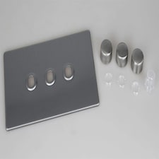 Varilight Screwless Brushed Steel 3 Gang Rotary Dimmer Matrix Kit N/A