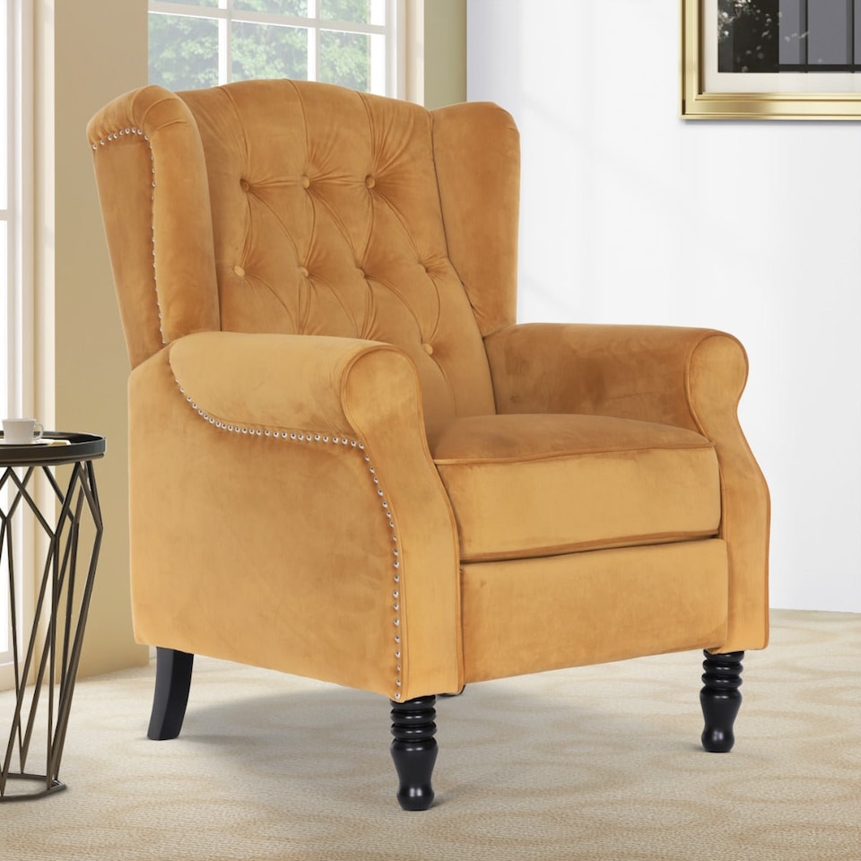 image 1 of Velvet Gold Marianna Manual Recliner Wingback Chair