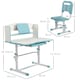 image 7 of ZONEKIZ Kids Desk and Chair Set, Height Adjustable Study Table for 6-12 Years Blue