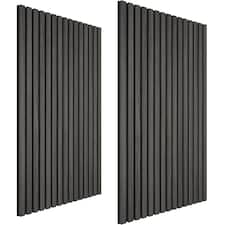Acoustic Wall Panels Sonic Wall II with Real Wood Veneer and Sound-Absorbing Felt | Black | black oak | 110 x 50 x 1.8 cm | 2