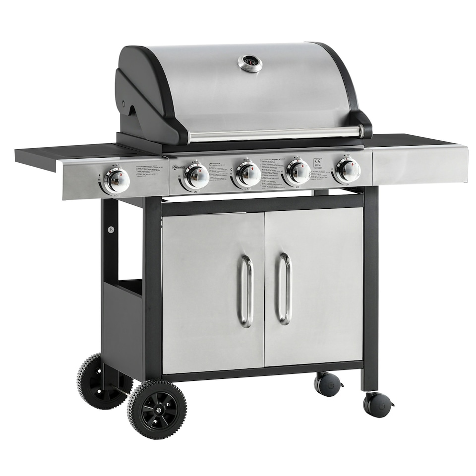 image 1 of Outsunny Deluxe Gas Barbecue Grill 4+1 Burner Garden BBQ w/ Large Cooking Area