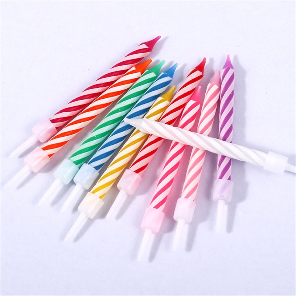 image 1 of Pack of 10 Multicolor Spiral Candles With Thread Pillar