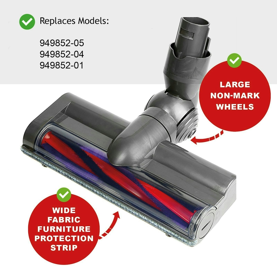image 1 of SPARES2GO Brush Head for Dyson V6 DC58 DC59 SV03 SV06 Animal Motorhead Bar 949852-05