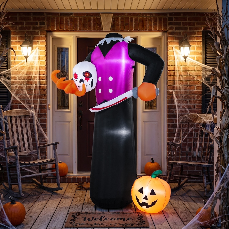 image 1 of Outsunny 6 FT Halloween Inflatable Skeleton, Halloween Headless Skeleton