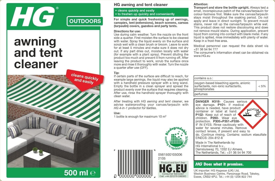 image 1 of HG Awning & Tent Cleaner 500ml