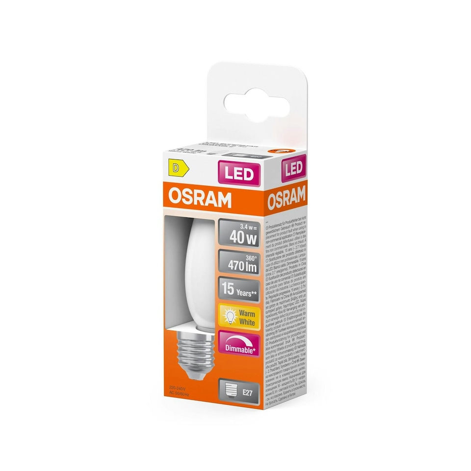 image 1 of OSRAM LED Lamp SuperStar Light Bulb B40 Candle Shape Filament Dimmable 6 Pack
