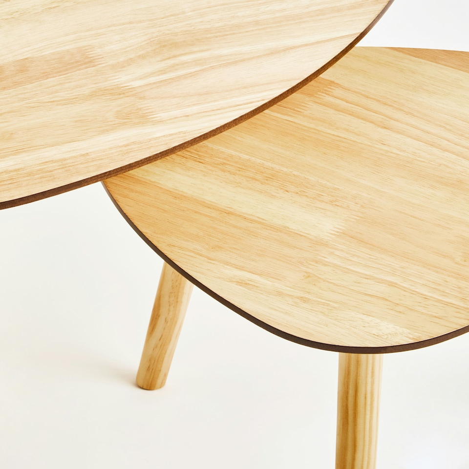 image 1 of Interiors by Premier Set of 2 Nesting Tables, Wood Nest of Tables with Three Legs, Sturdy Side Tables for Home, Living Room