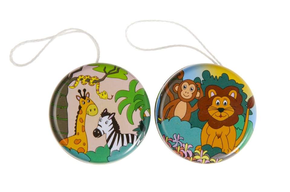 image 1 of Pack of 12 Metal Yo-Yo Wild Animals Theme Return Tops