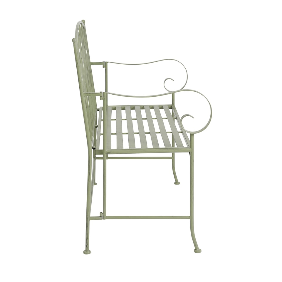 image 1 of Charles Bentley Rustic Metal Garden Bench - Leaf Design | Green | Green