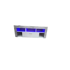 TV CABINET LED UNIT Stand Body High glossy doors with LED Lights STONE GREY Grey