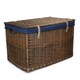 image 2 of Large Antique Wash Storage Wicker Basket with Navy Lining | Blue | Blue