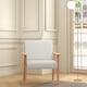 image 9 of HOMCOM Accent Chair with Wood Frame Wide Seat Linen Armchair Cream White