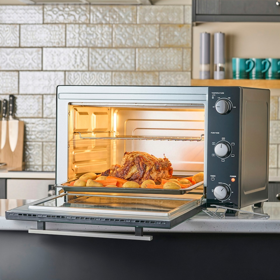 image 1 of Cooks Professional Mini Oven | 48 Litre | 3 Cooking Functions | Powerful 1500W | Black & Silver