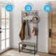 image 7 of House of Home Coat Rack Stand with Shoe Storage Bench 9 Hooks Rustic Light Brown Entrance Hall | Brown | Light Brown