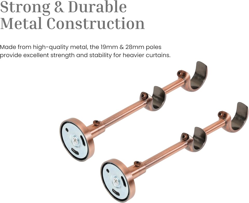 image 1 of Lister Cartwright Double Curtain Extendable Pole Set with Antique Copper Ball Finials- 19mm & 28mm Metal Poles(120- 320 cm)