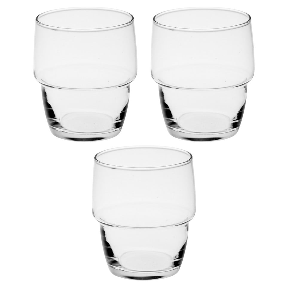 image 1 of Galata Short Whiskey Tumblers Tall Highball Drinking Glasses Stackable Set | Clear | Clear | Short Set of 12