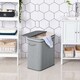 image 2 of HOMCOM 100L Natural Wood Laundry Basket A Compartment w Flip Lid Removable Lining Handles Board Base Foldable Durable Water-Resistant Dirty Clothes Storage Home Organisation Grey