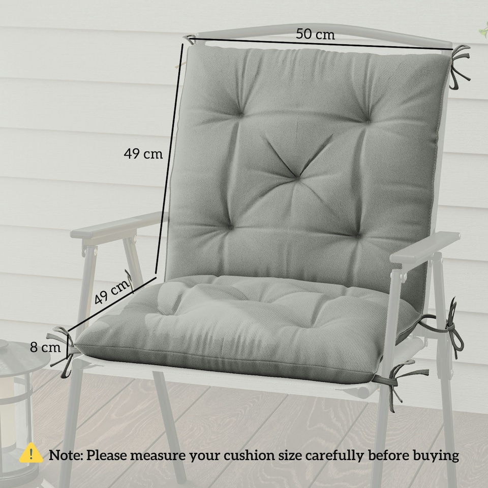 image 1 of Outsunny Set of 2 Garden Chair Cushions Seat Pad for Outdoor Use Khaki 