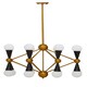 image 1 of Interiors by Premier Brass And Black Metal Pendant Light, Contemporary 16 Bulb Ceiling Light With White Glass Shades