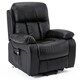 image 3 of Chester Single Motor Rise Recliner Bonded Leather Heat & Massage Chair (Black)
