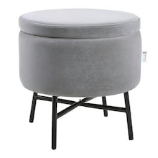 Living and Home Contemporary Velvet Ottoman Metal Legs