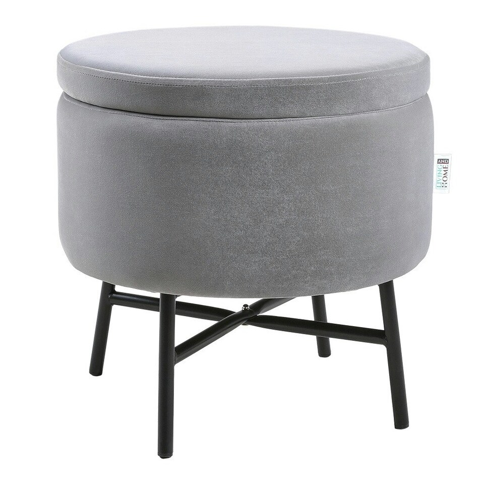 image 1 of Living and Home Contemporary Velvet Ottoman Metal Legs