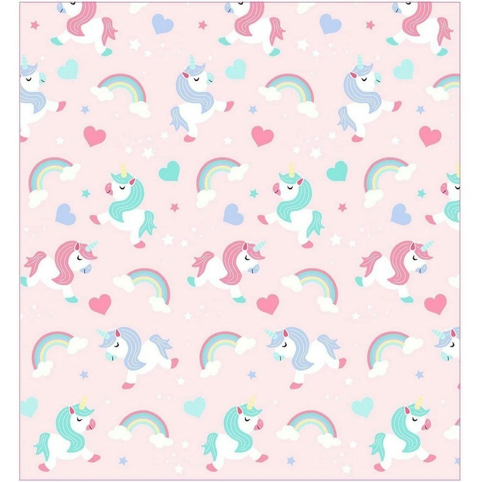 image 1 of I Believe In Unicorns Lined Curtains (Pack Of 2) - Pink - 72in x 66in Pink
