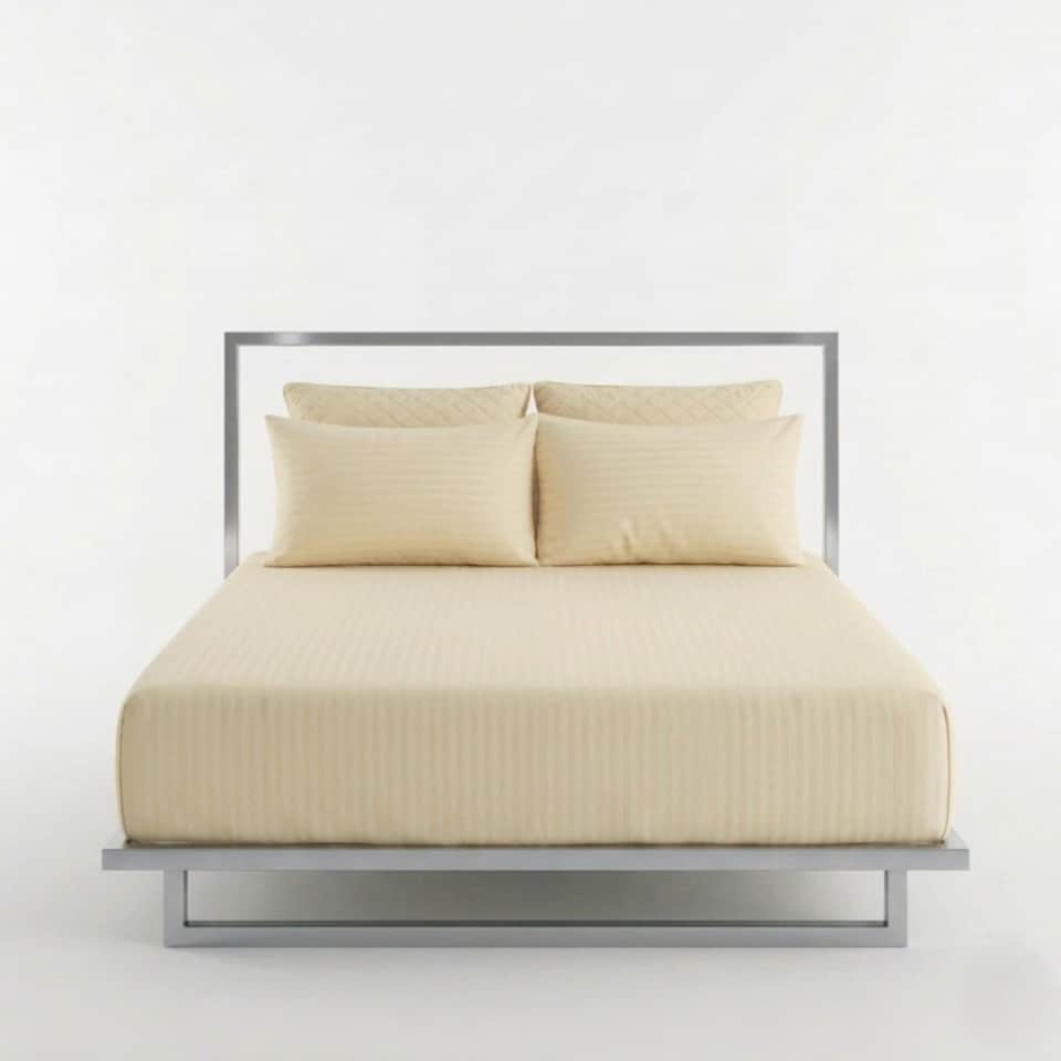 image 1 of Luxury 250TC Housewife Satin Stripe Pillowcase Pair Soft Touch | Cream | Standard