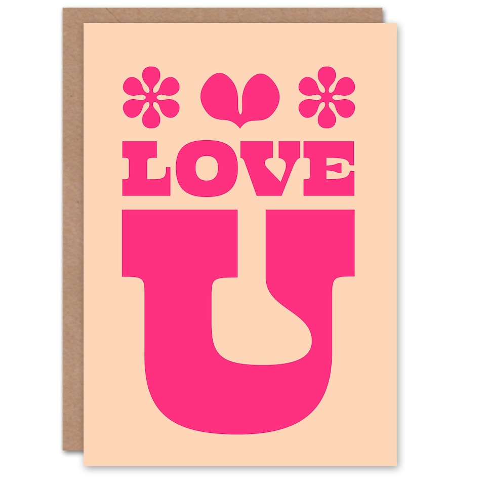 image 1 of Love U Simple Minimal Retro Style Anniversary Card