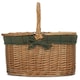 image 4 of Light Steamed Oval Lidded Wicker Basket with Lining Green | Green Tweed | One Size