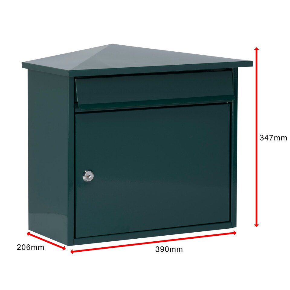 image 1 of Burg-Wachter Mersey Large Wall Mounted Galvanised Steel Post Box - 36x35x20cm Green